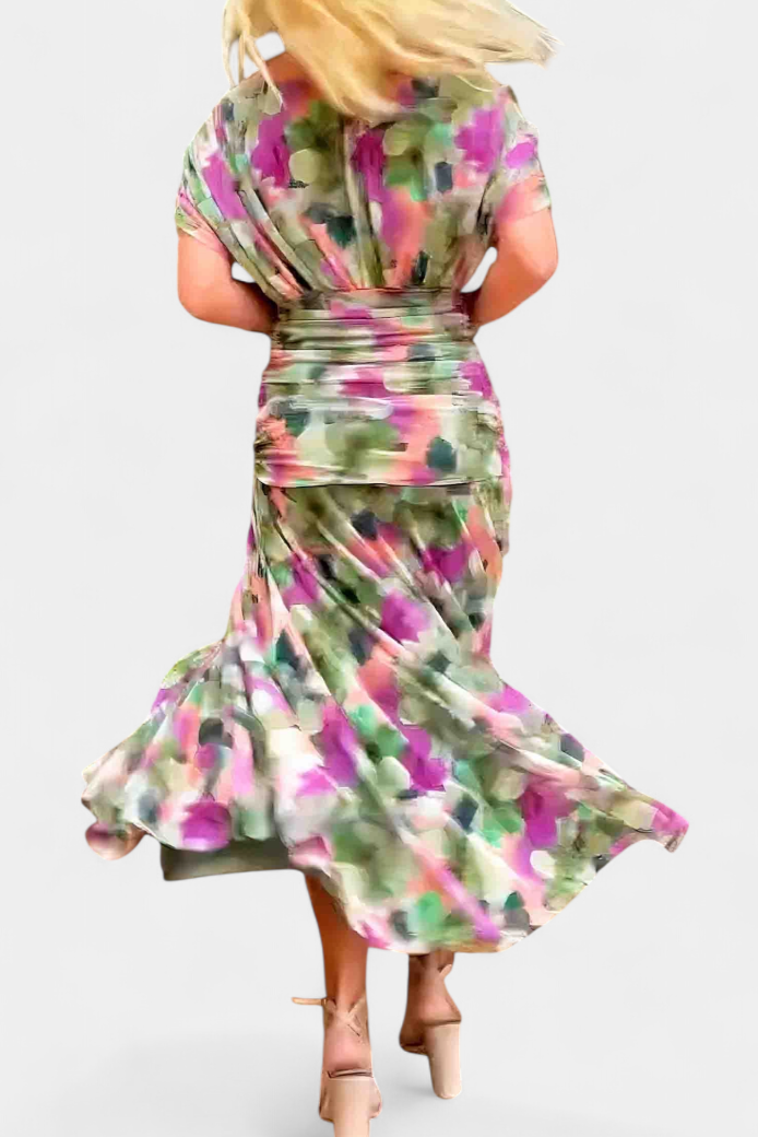CHIC MAXI DRESS WITH V-NECK FOR WOMEN