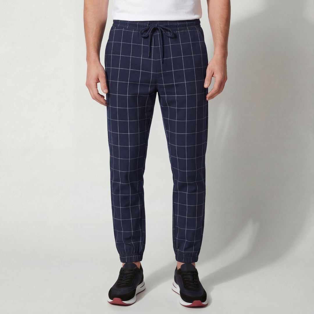 MEN'S COTTON CHECKED PANTS