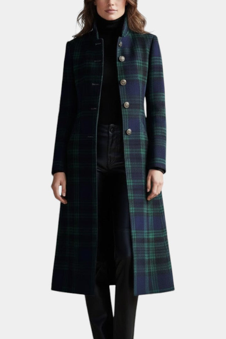 Glendine Elegant Plaid Coat - Elena Harper