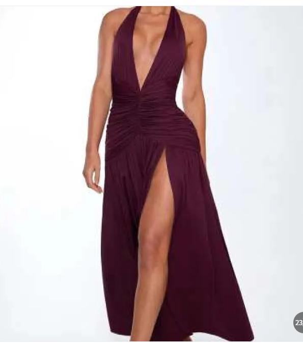 Vanessa - Stylish Halter Neck Midi Dress with Split