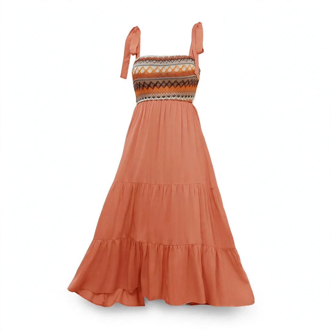 Olivia Bexley Viscose Smocked Summer Dress For Women, view 2 - Elena Harper