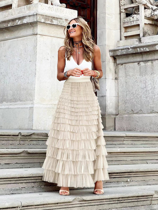 Averie Stylish Maxi Tulle Skirt in Layers, view 7 - Elena Harper