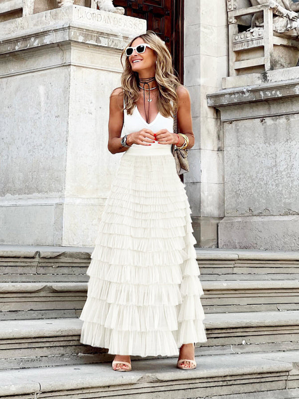 Averie Stylish Maxi Tulle Skirt in Layers, view 4 - Elena Harper