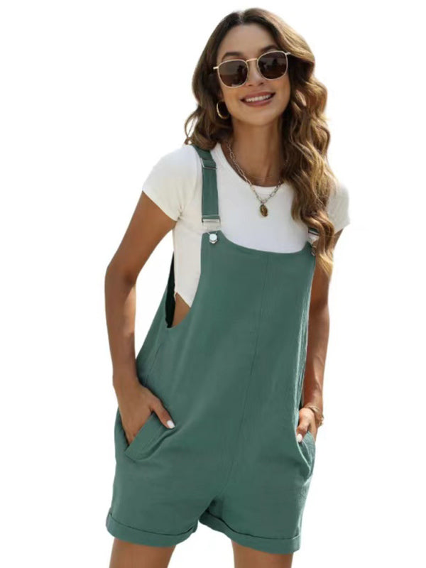 Cotton Women's Short Garden Jumpsuit with Adjustable Straps – Comfortable and Practical Design