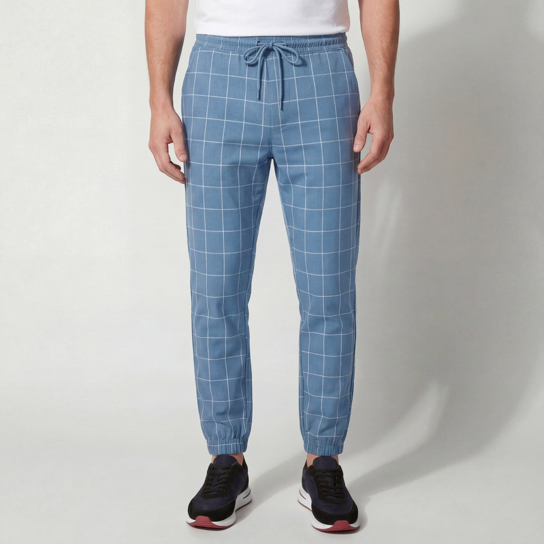 MEN'S COTTON CHECKED PANTS