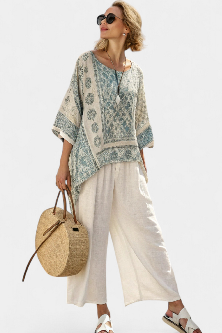 Annalisa Printed Wide-Leg Trouser Set - Elena Harper