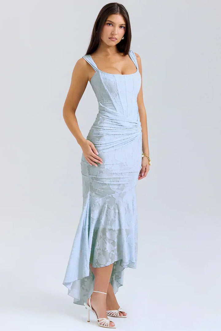 Long Evening Dress for Women with Corset Bodice and Off-Shoulder Design Elegant Ceremony, view 4 - Elena Harper