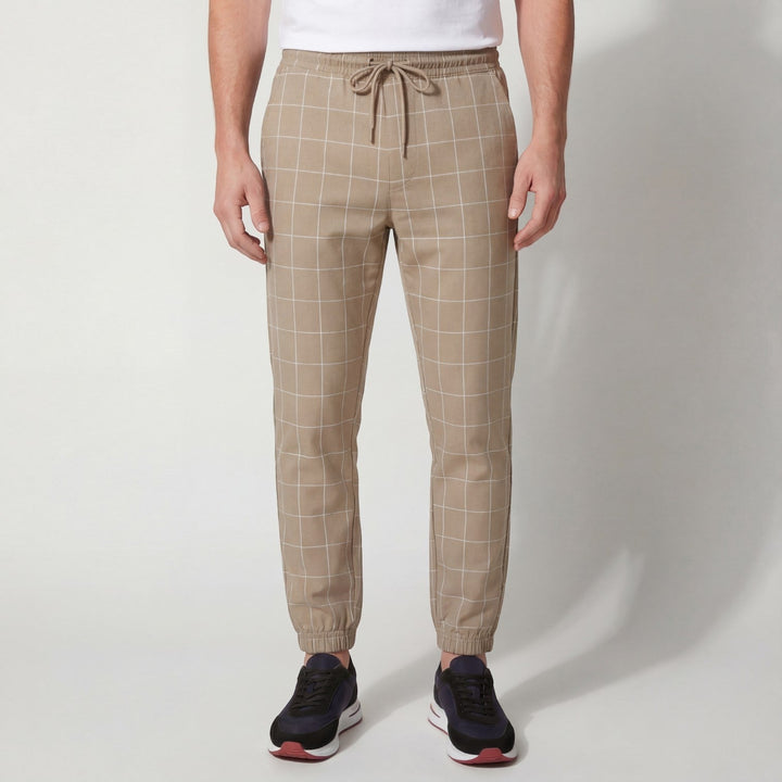 MEN'S COTTON CHECKED PANTS