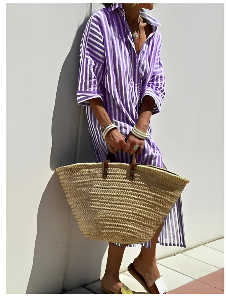 Héloïse™  |  Elegant Striped Shirt Dress