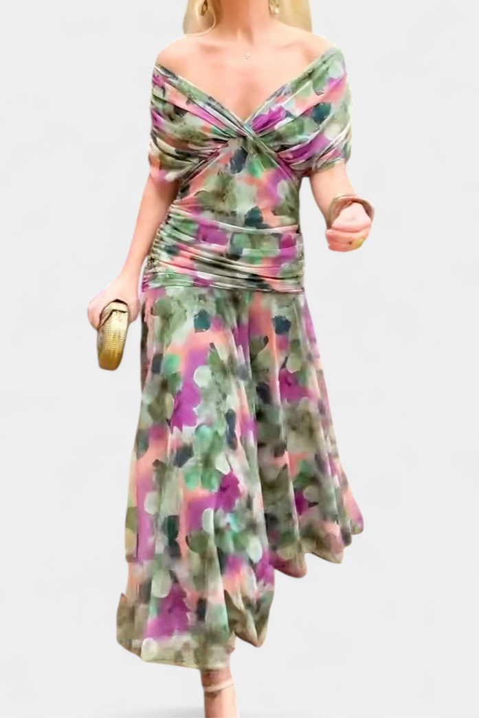 CHIC MAXI DRESS WITH V-NECK FOR WOMEN