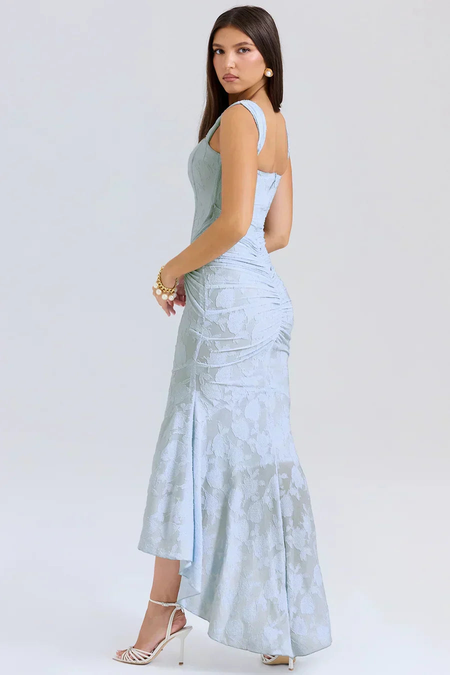 Long Evening Dress for Women with Corset Bodice and Off-Shoulder Design Elegant Ceremony, view 2 - Elena Harper