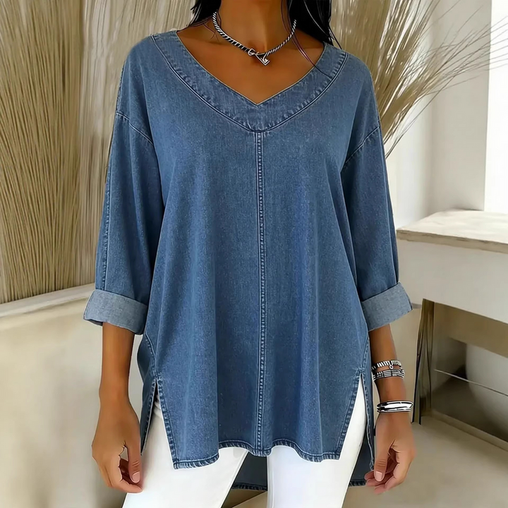 Ludovine Timeless Denim Shirt with Flowing Fit - Elena Harper