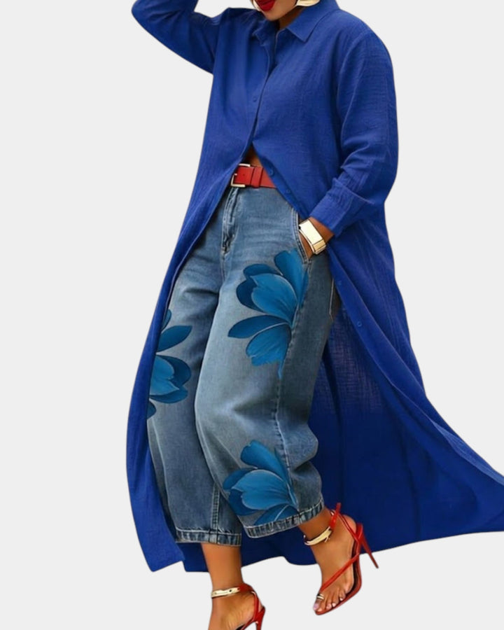 Céliane | Complete outfit with wide denim pants