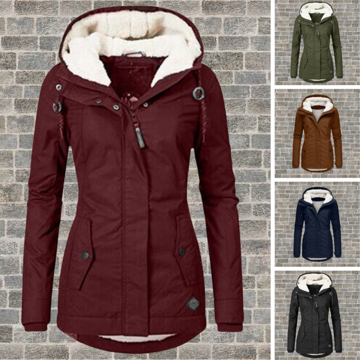 Women's Winter Jacket with Hood, Fleece Lined, Warm