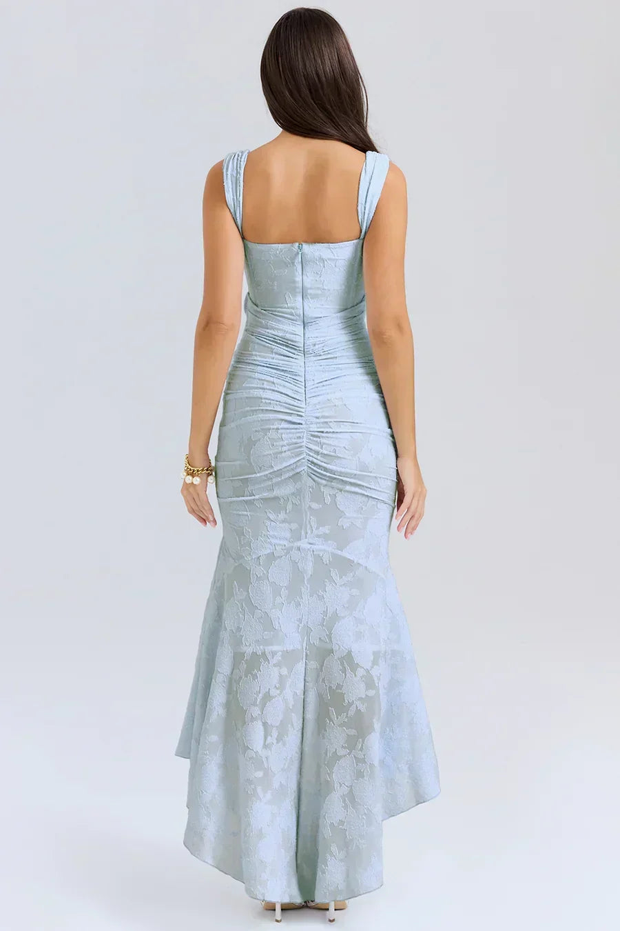 Long Evening Dress for Women with Corset Bodice and Off-Shoulder Design Elegant Ceremony, view 3 - Elena Harper