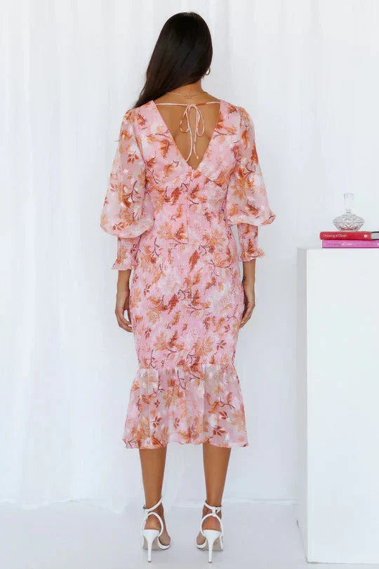Miley Flower Print Midi Dress - Elena Harper