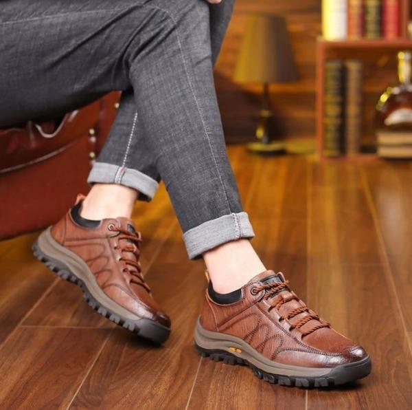 Men's Rugged Textured Low Top Lace Up Shoes, view 8 - Elena Harper