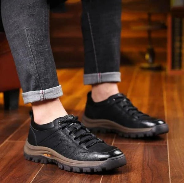 Men's Rugged Textured Low Top Lace Up Shoes, view 9 - Elena Harper