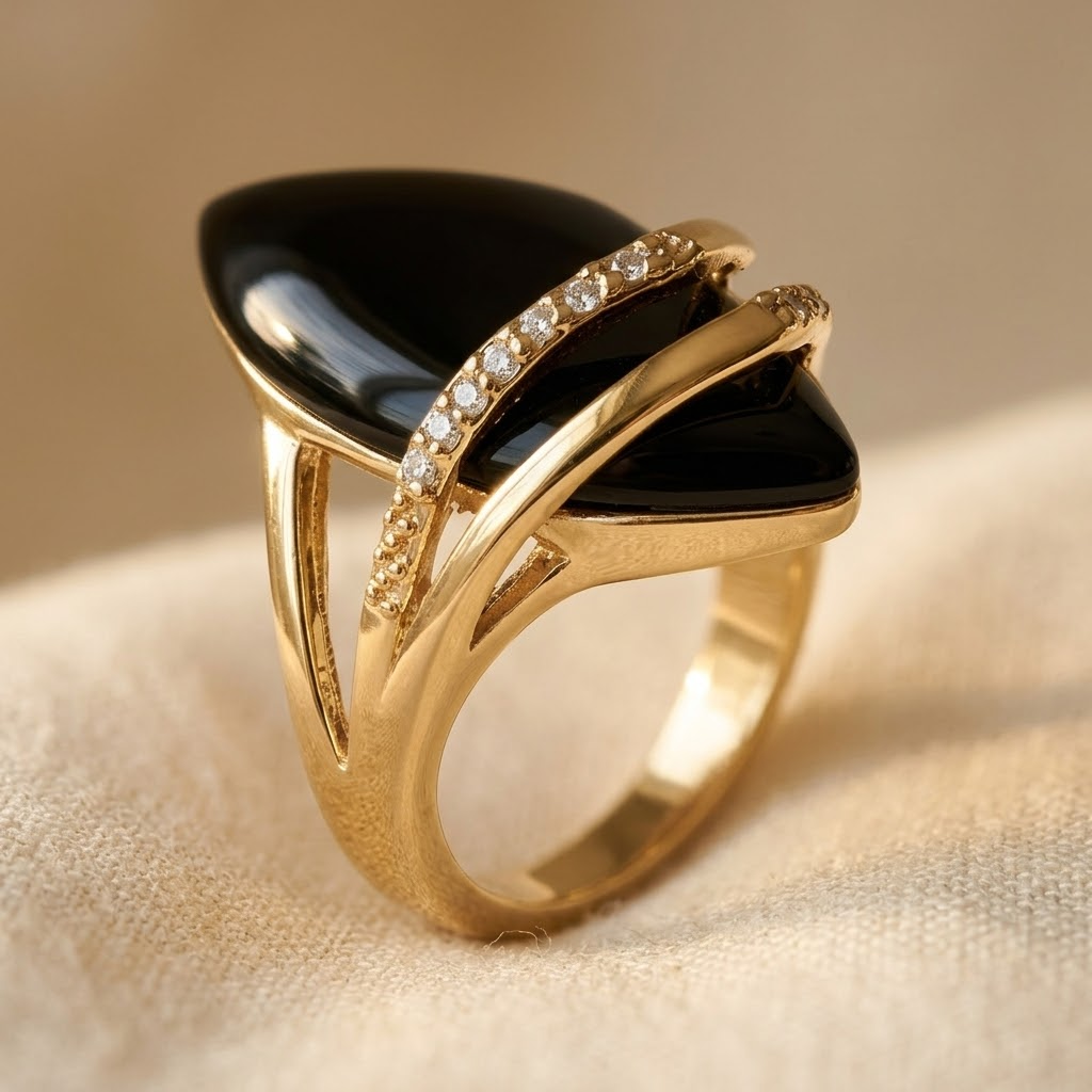 Black Marquise Onyx Cubic Zirconia Ring - Elena Harper