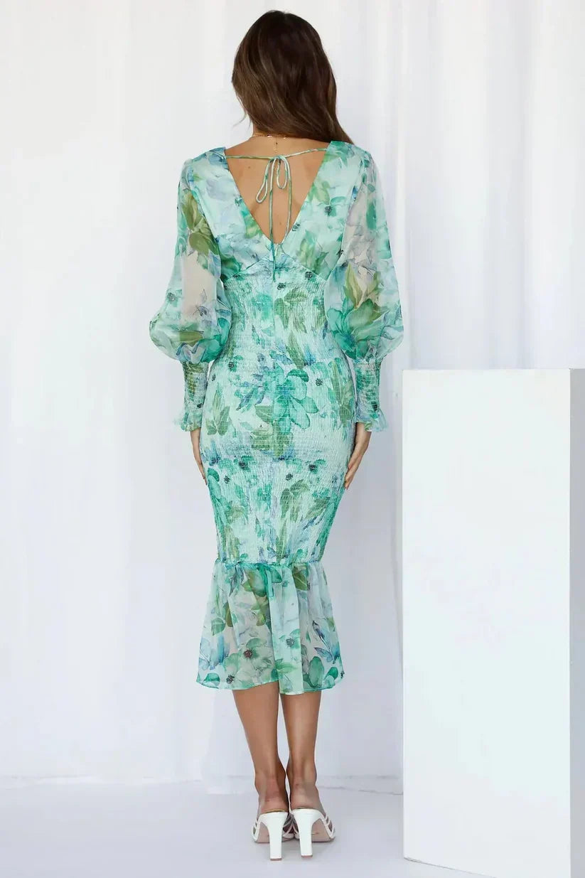 Miley Flower Print Midi Dress - Elena Harper