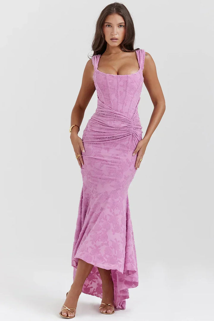 Long Evening Dress for Women with Corset Bodice and Off-Shoulder Design – Elegant Ceremony