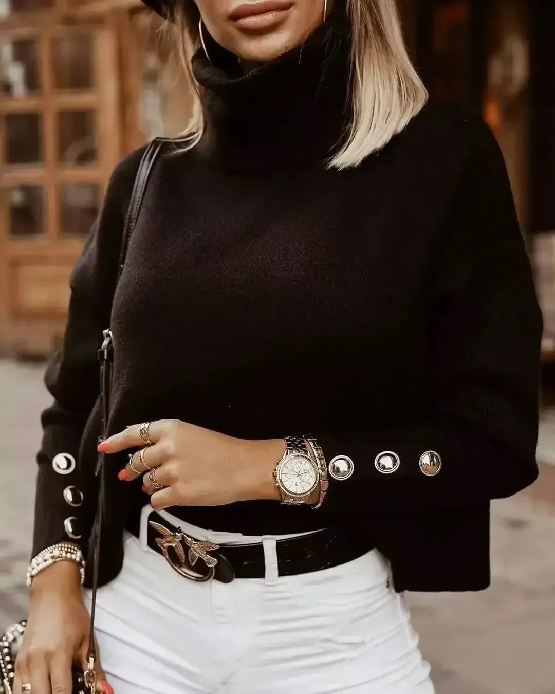 Ladies Knitted Warm Sweater – Soft Oversized Sweater with Comfortable Fit