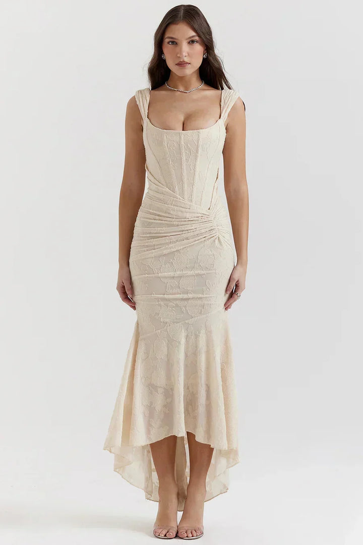 Long Evening Dress for Women with Corset Bodice and Off-Shoulder Design Elegant Ceremony, view 9 - Elena Harper