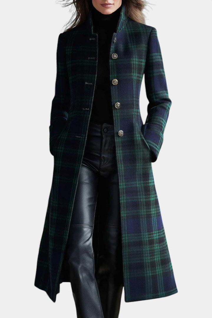 Glendine Elegant Plaid Coat - Elena Harper