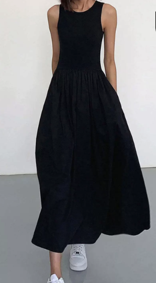 Women's Fitted Maxi Dress – With Belt, Suitable for Spring and Summer