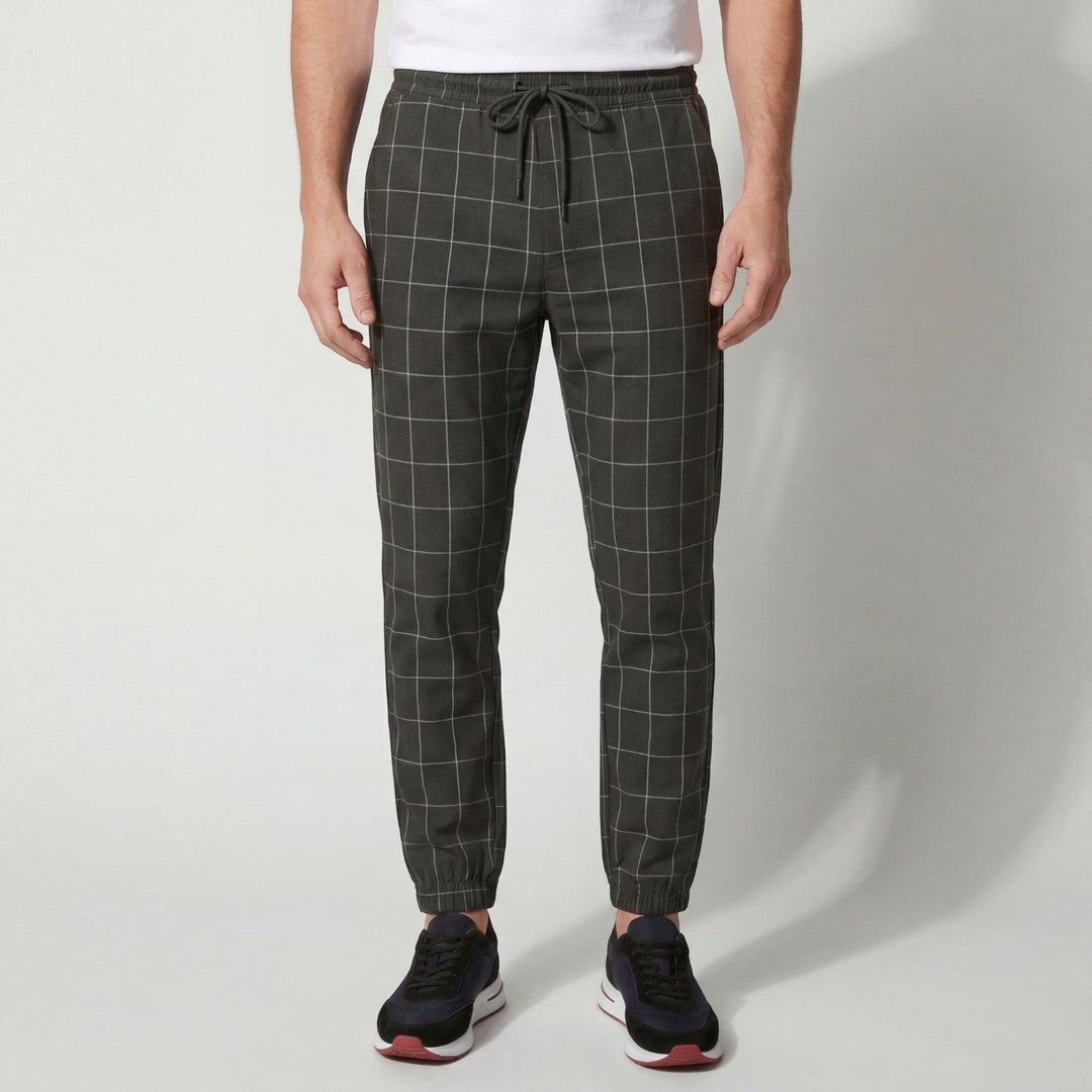 MEN'S COTTON CHECKED PANTS