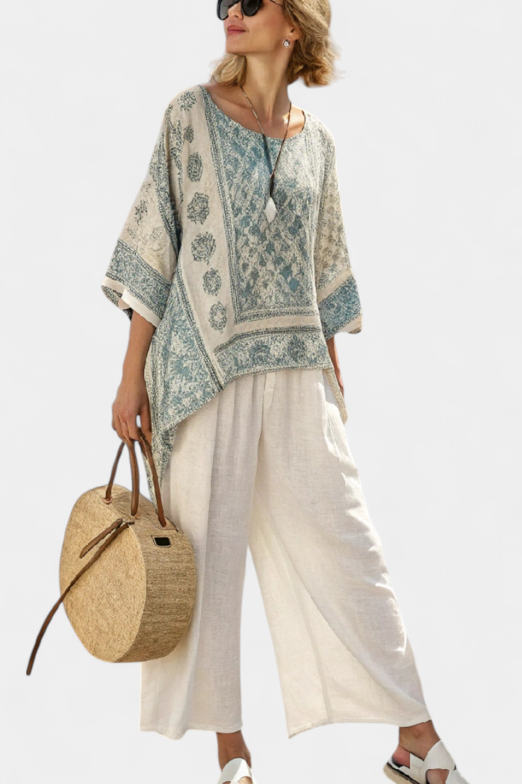 Annalisa Printed Wide-Leg Trouser Set - Elena Harper