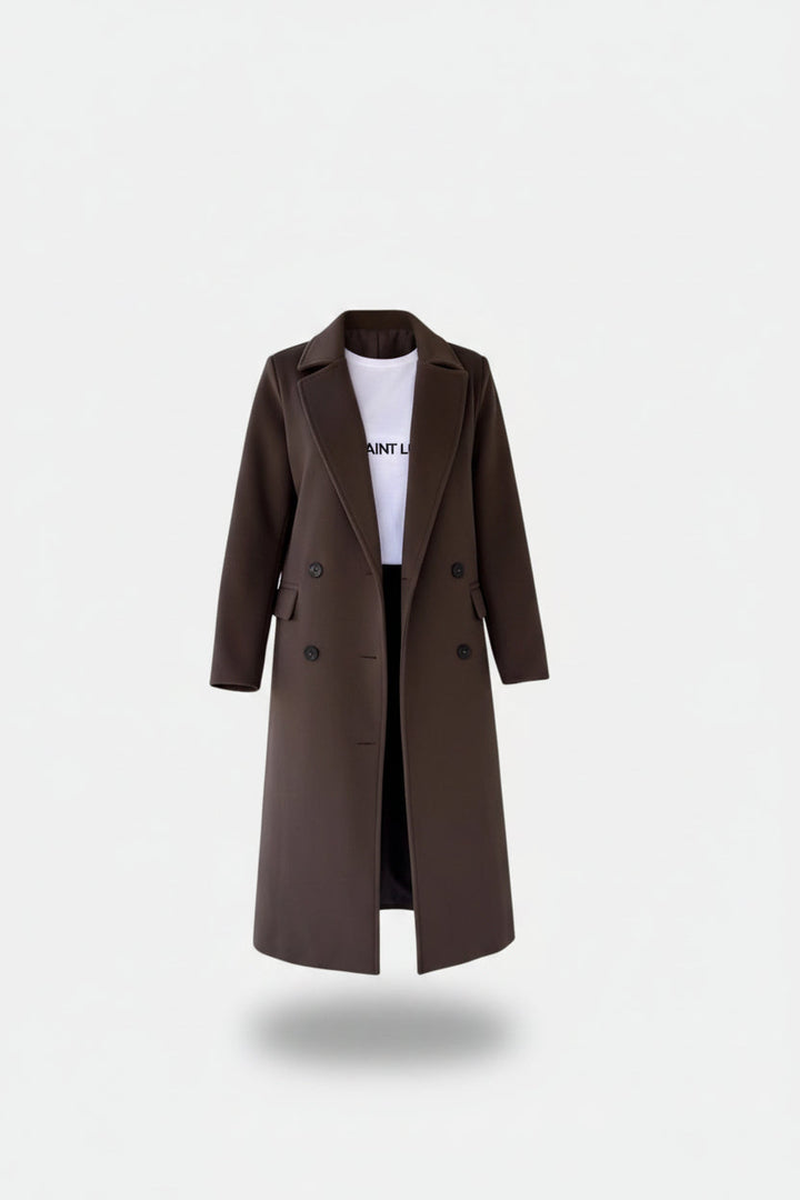 Women's Belted Lapel Mid-Length Overcoat
