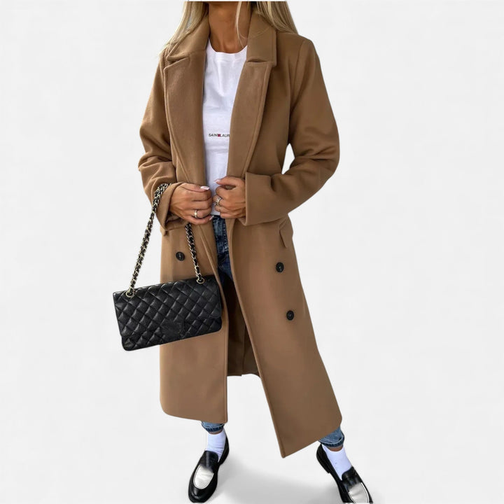 Women's Belted Lapel Mid-Length Overcoat