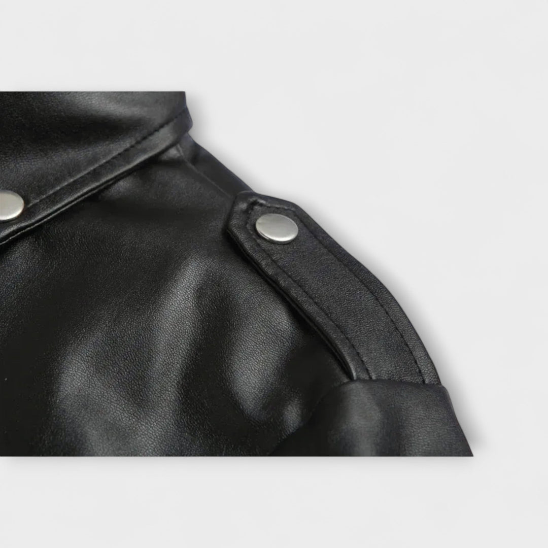 Elegant Leather Bomber Jacket - Elena Harper