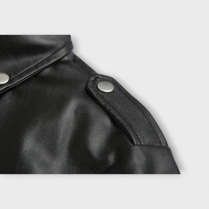 Elegant Leather Bomber Jacket - Elena Harper
