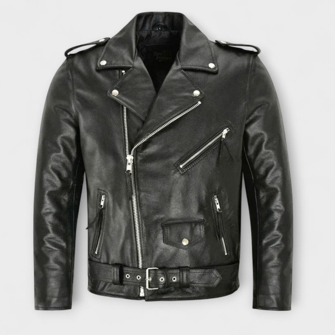 Elegant Leather Bomber Jacket - Elena Harper