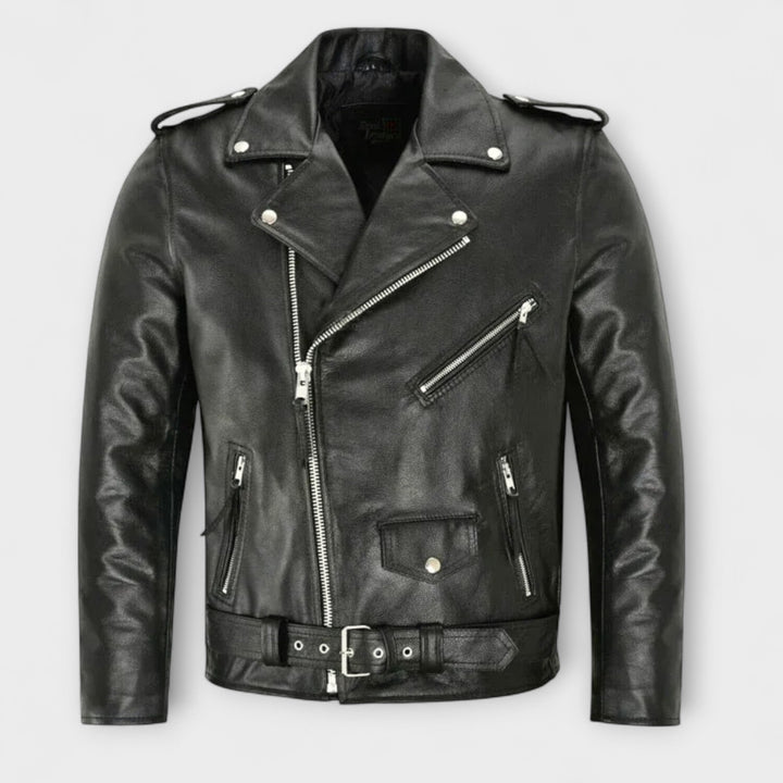 Elegant Leather Bomber Jacket - Elena Harper