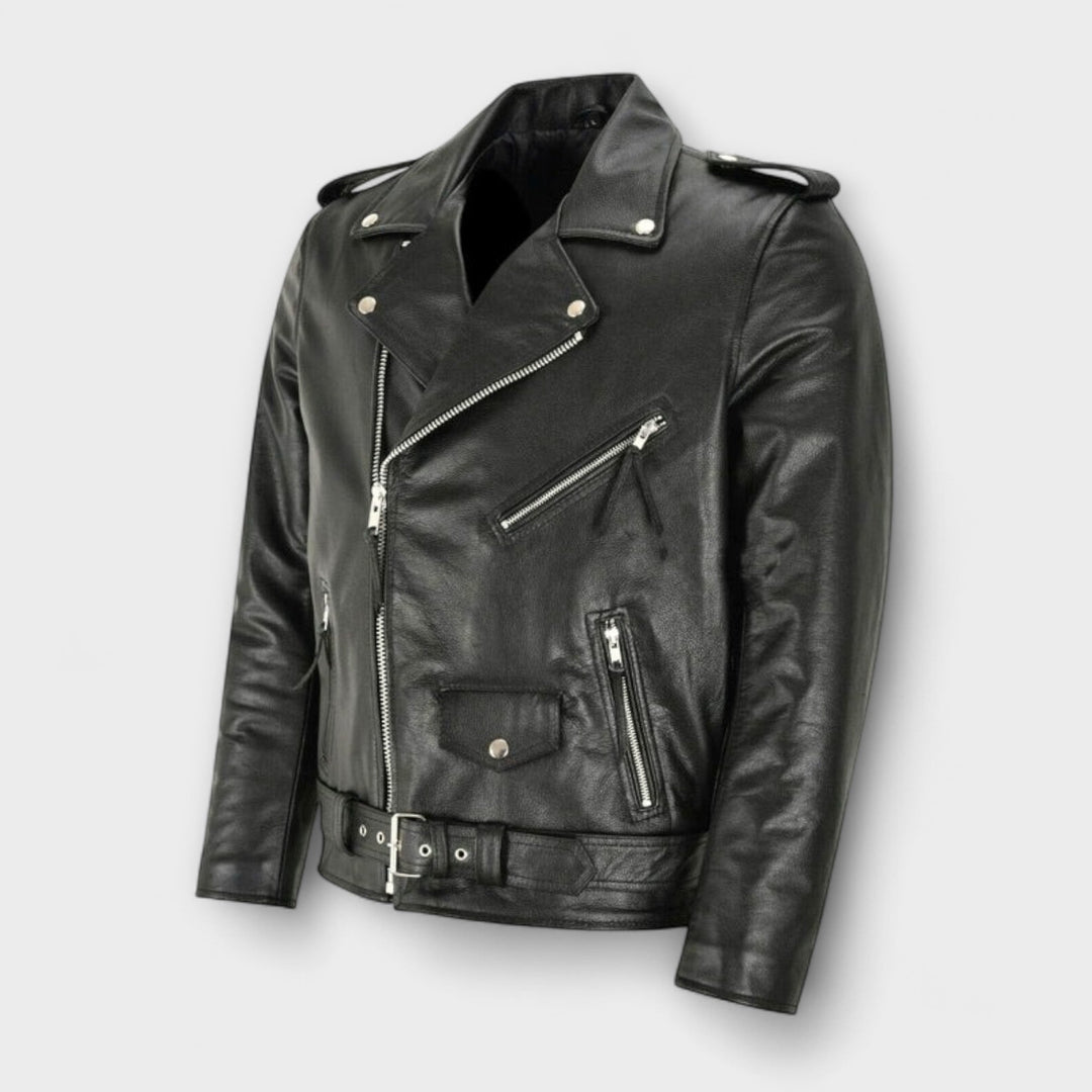 Elegant Leather Bomber Jacket - Elena Harper