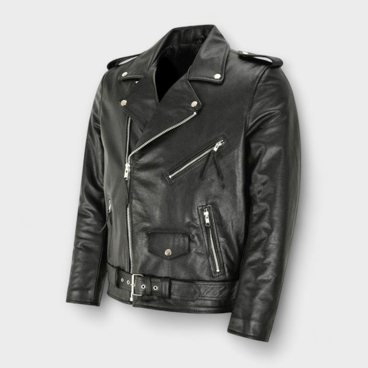 Elegant Leather Bomber Jacket - Elena Harper