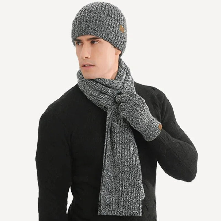 Knitted Beanie, Scarf, and Gloves Set for Men