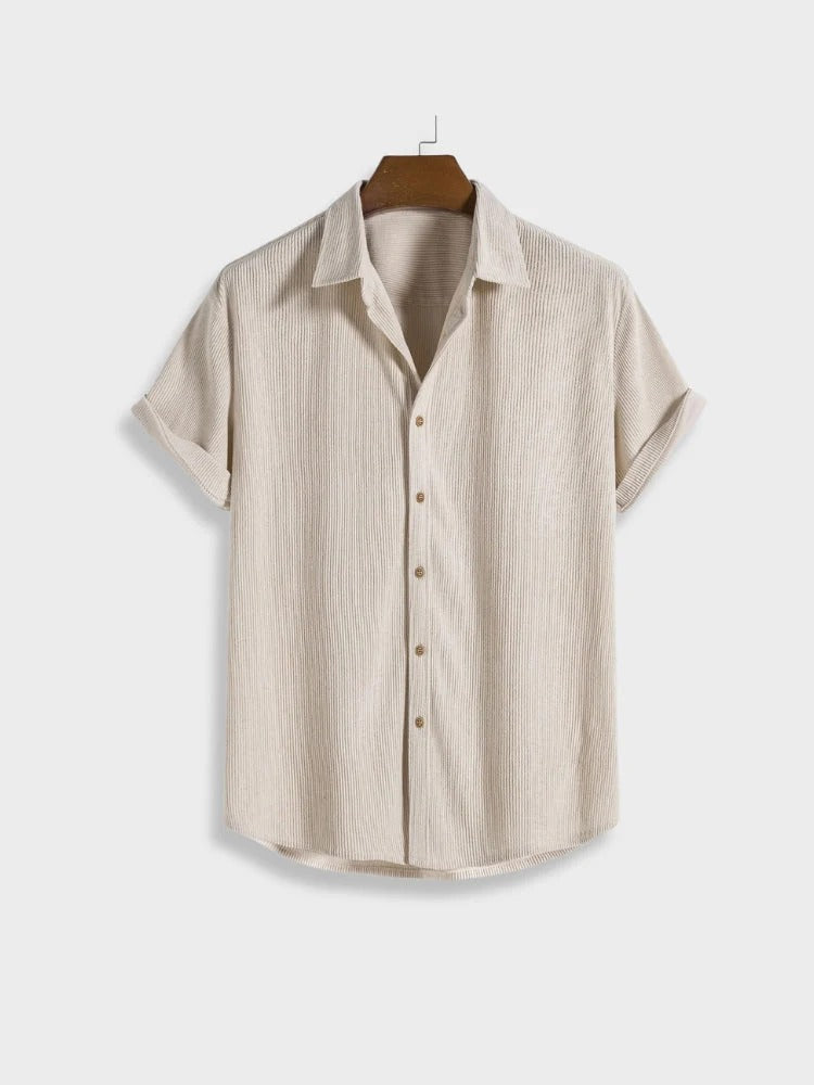 Summer Set with Ribbed Shirt and Shorts for Men