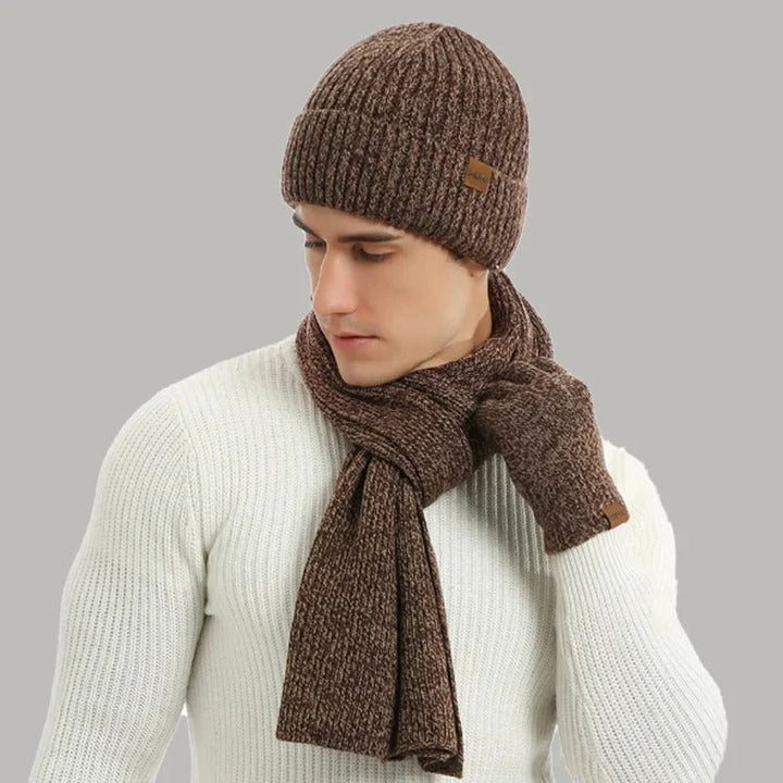 Knitted Beanie, Scarf, and Gloves Set for Men