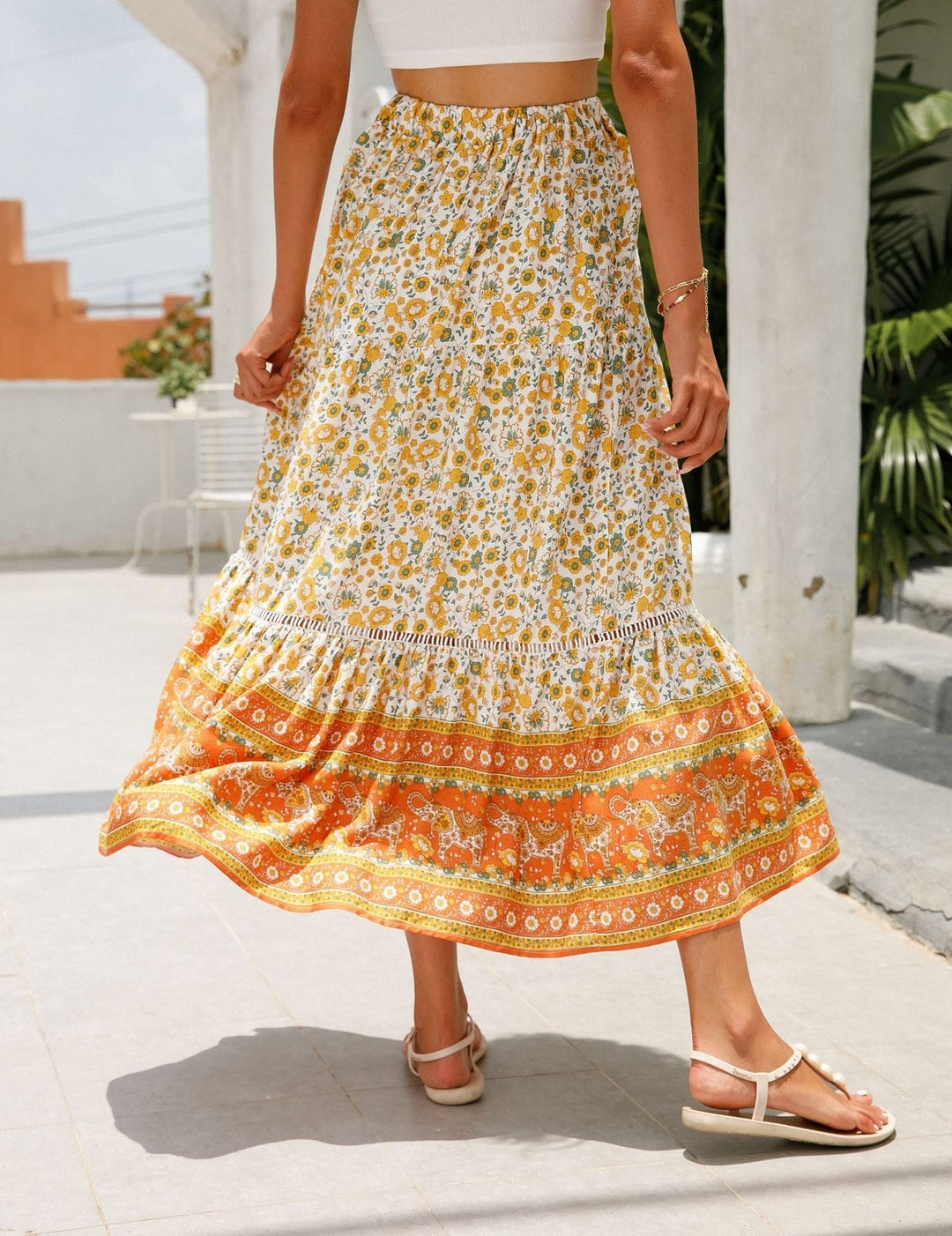 Long Floral Bohemian Skirt for Women - Vianey