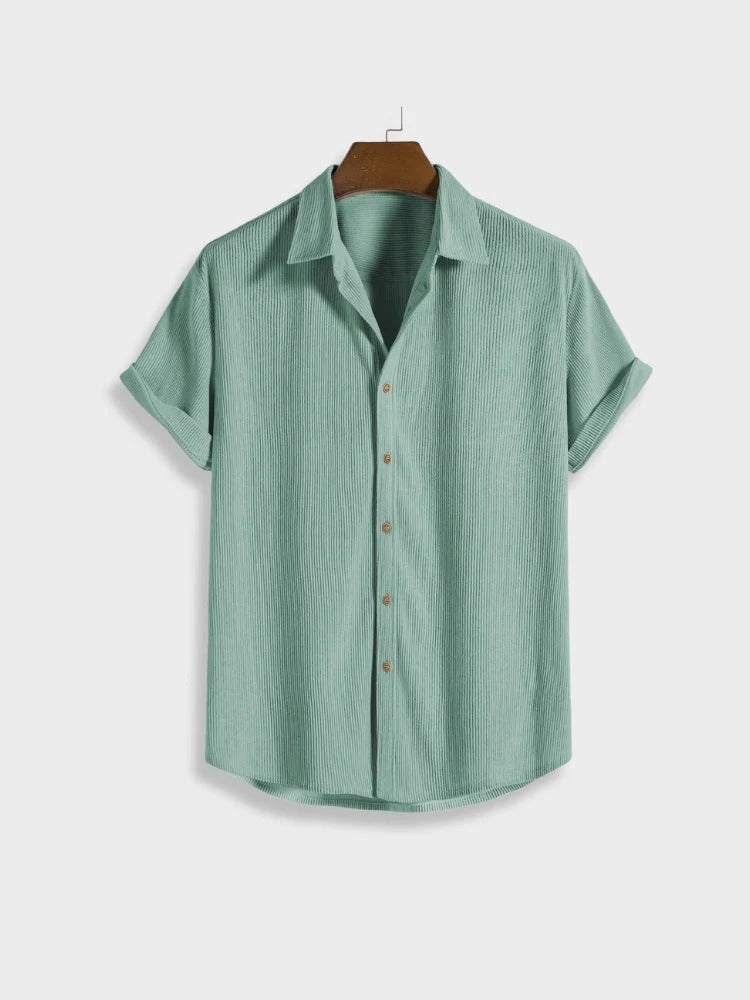 Summer Set with Ribbed Shirt and Shorts for Men
