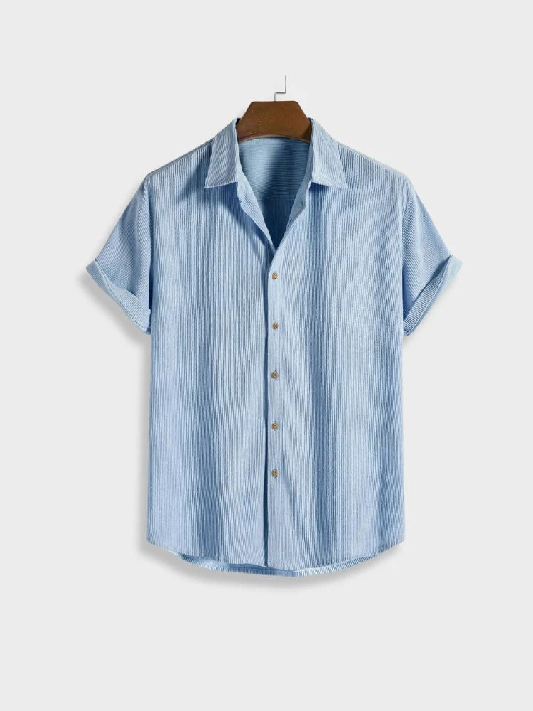 Summer Set with Ribbed Shirt and Shorts for Men