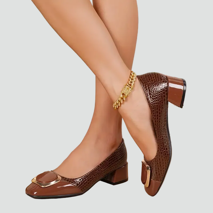 Women's Pumps Block Heel Square Toe Brown Black