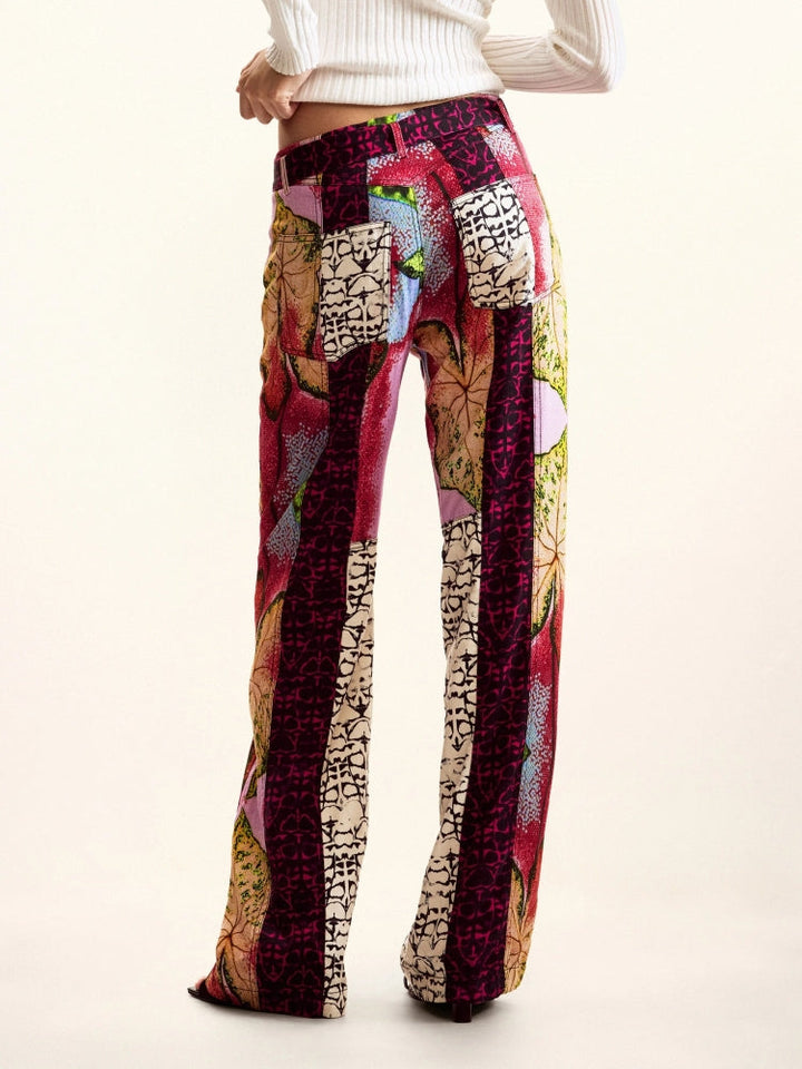 Patchwork Print Flow Pants, view 3 - Elena Harper
