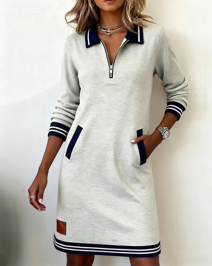 Sylvia™ | Chic Long Sleeve Cotton Dress