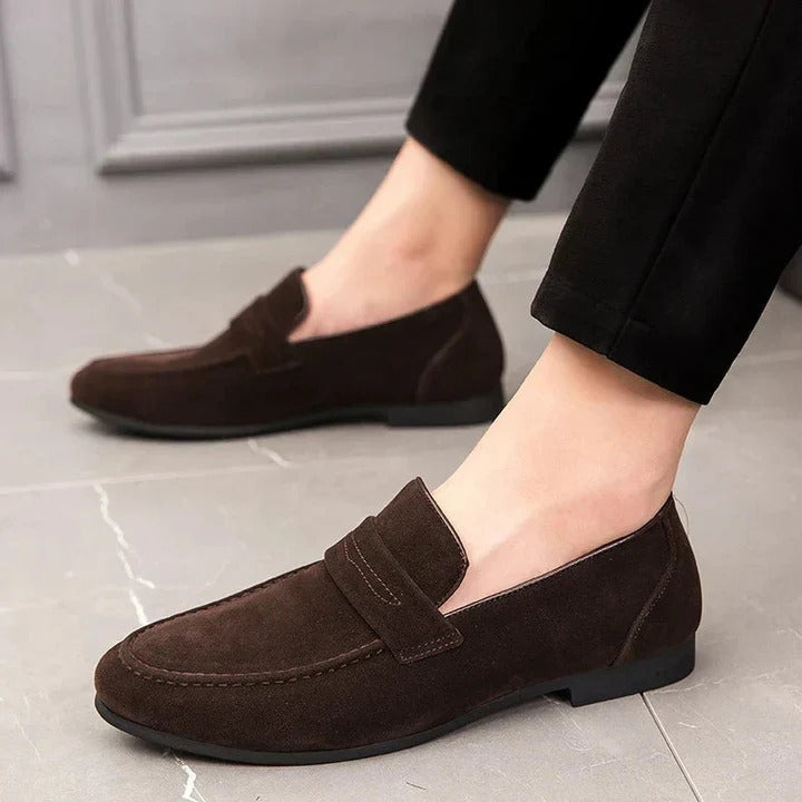 Suede Loafers with Low Profile Sole for Men