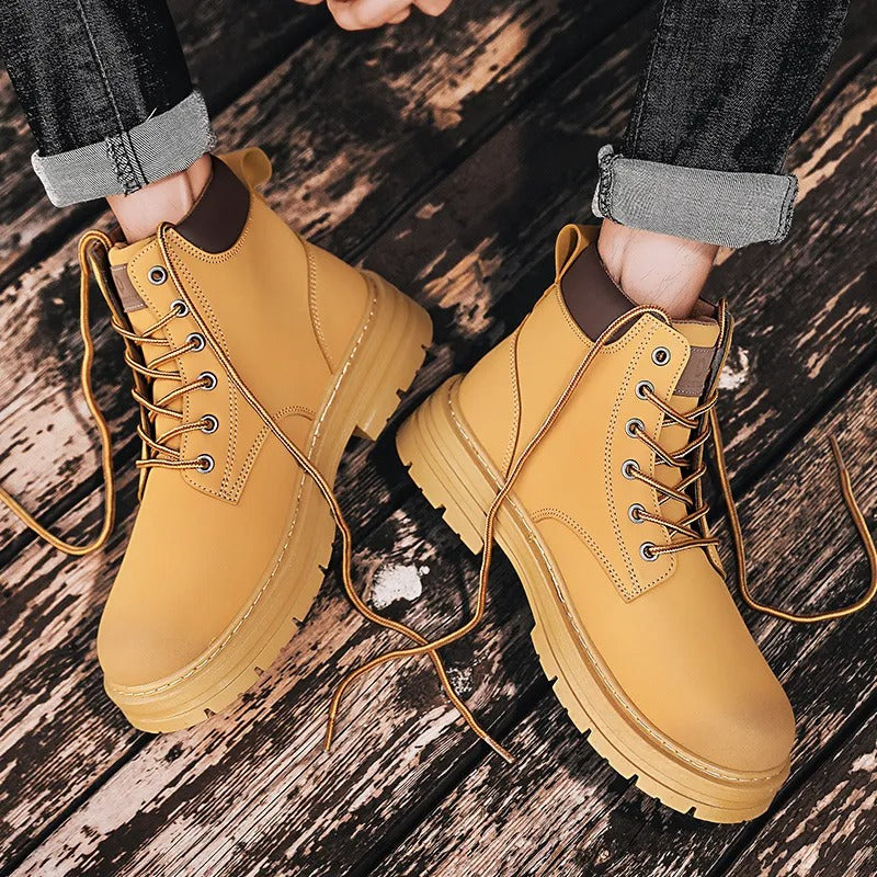 High-top synthetic leather boots for men with thick urban sole - Elías